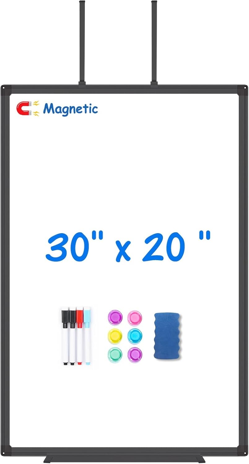 image:imageMagnetic Dry Erase Board for Doors 30x20 Inch Whiteboard with Adjustable Long Arm Hook Mount Easy to Install Portable Hanging White Board for Home Dorm Room Office Cubicle amp Small SpacesBlackBlack