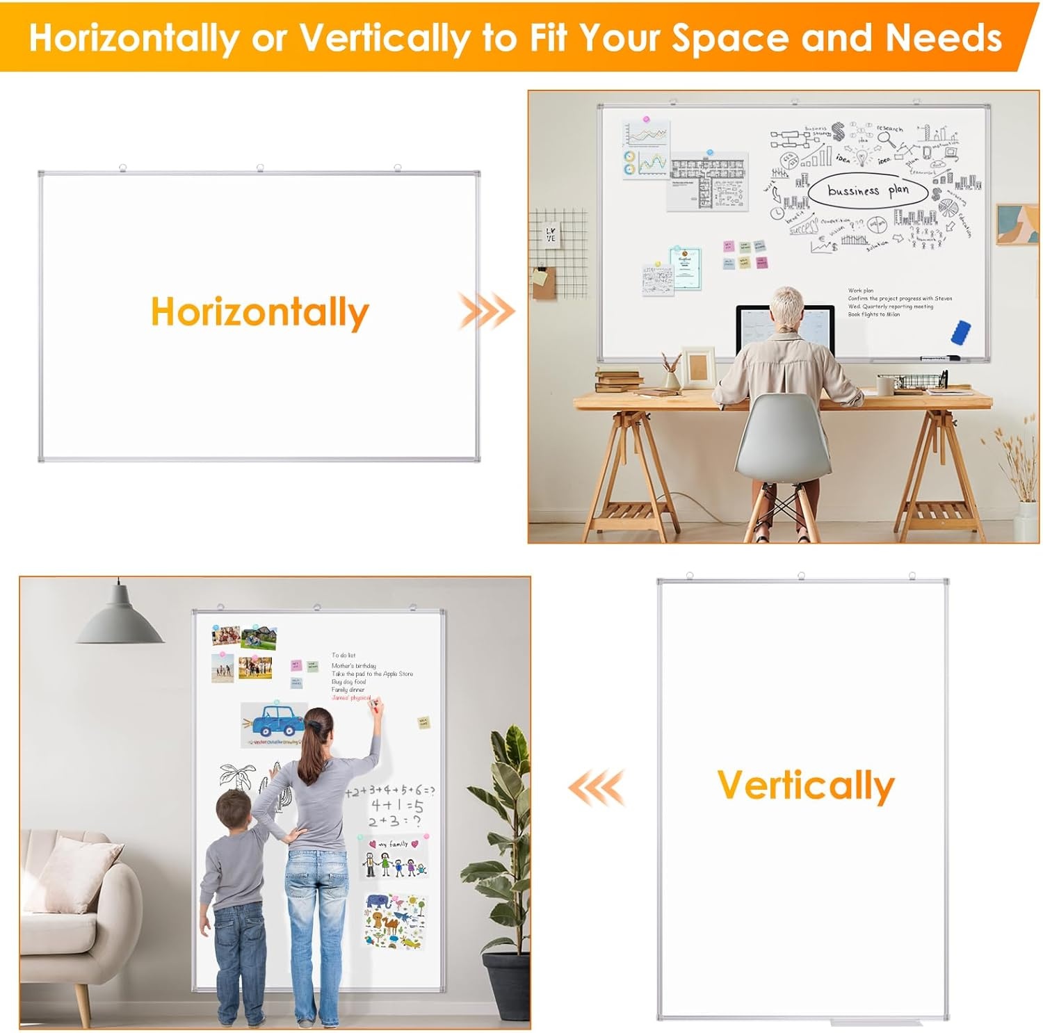 image:imageMaxtek White Board Dry Erase 72 x 48 Magnetic Dry Erase Whiteboard for Wall 6 x 4 WallMounted Aluminum Frame Versatile Presentation Marker Board with a Long Pen Tray for Classroom Office amp Home72W x 48H