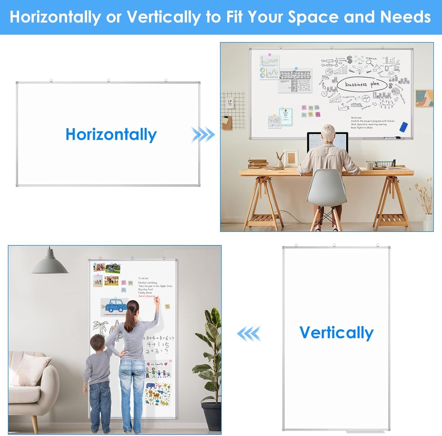 image:imageMaxtek White Board Dry Erase 72 x 48 Magnetic Dry Erase Whiteboard for Wall 6 x 4 WallMounted Aluminum Frame Versatile Presentation Marker Board with a Long Pen Tray for Classroom Office amp Home72 x 40 inches