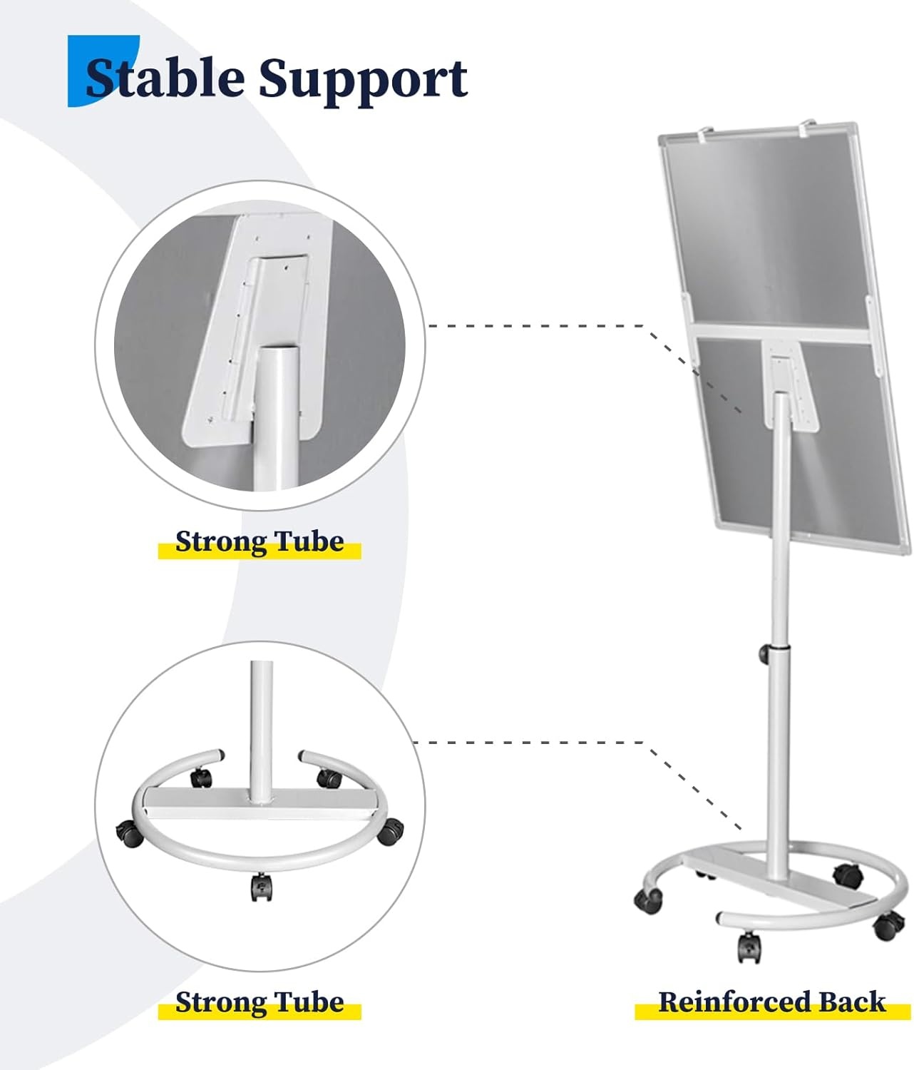 image:imageMobile Whiteboard 36 x 24 inches Portable Magnetic Dry Erase Board 3 x 2 Stand Easel White Board Dry Erase Easel Standing Board wFlipchart Hooks BlackWhite