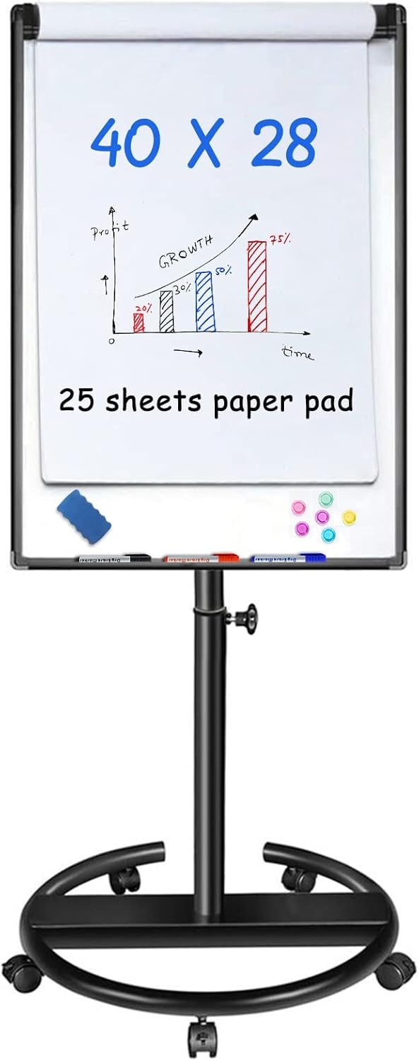 image:imageMobile Whiteboard 36 x 24 inches Portable Magnetic Dry Erase Board 3 x 2 Stand Easel White Board Dry Erase Easel Standing Board wFlipchart Hooks BlackBlack
