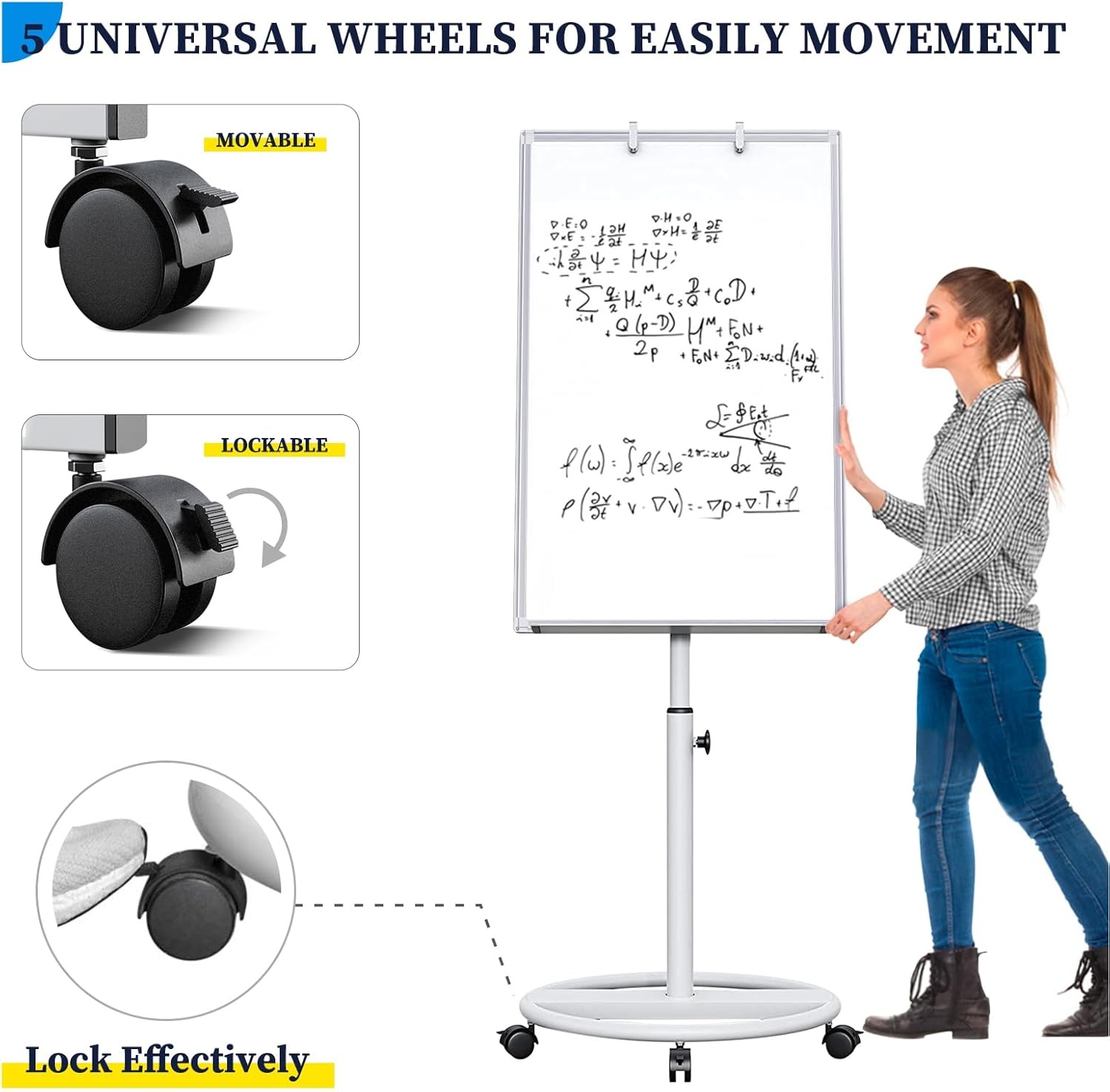 image:imageMobile Whiteboard 36 x 24 inches Portable Magnetic Dry Erase Board 3 x 2 Stand Easel White Board Dry Erase Easel Standing Board wFlipchart Hooks BlackWhite