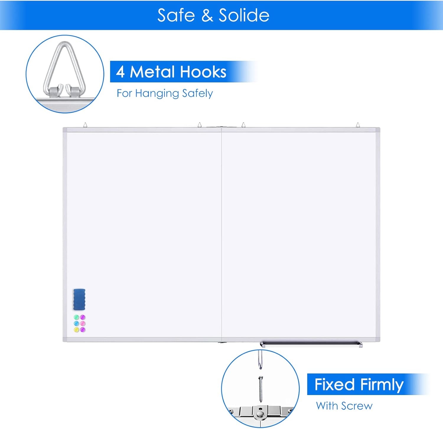 image:imageWhite Board Dry Erase 60 x 36maxtek Large Magnetic Whiteboard 5 X 3 Dry Erase Board Foldable with Long Marker Tray for WallMounted Aluminum Memo Board Supplies for Class Office amp Home60W x 36H
