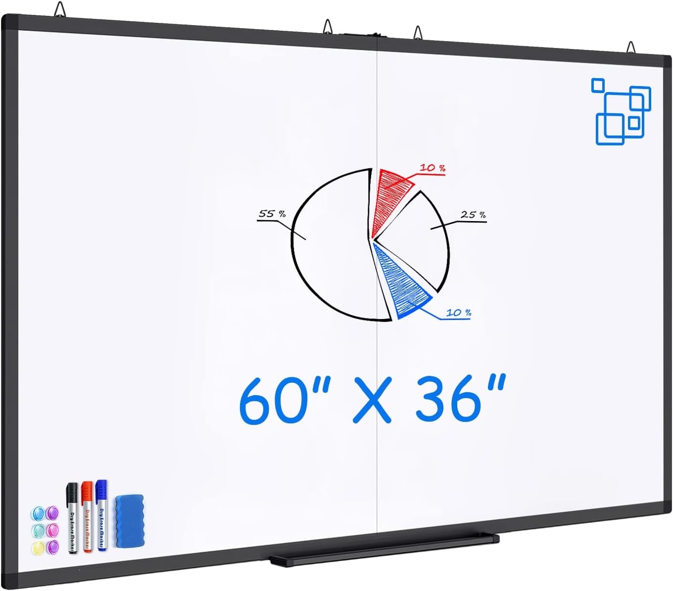 image:imageWhite Board Dry Erase 60 x 36maxtek Large Magnetic Whiteboard 5 X 3 Dry Erase Board Foldable with Long Marker Tray for WallMounted Aluminum Memo Board Supplies for Class Office amp Home60W x 36H
