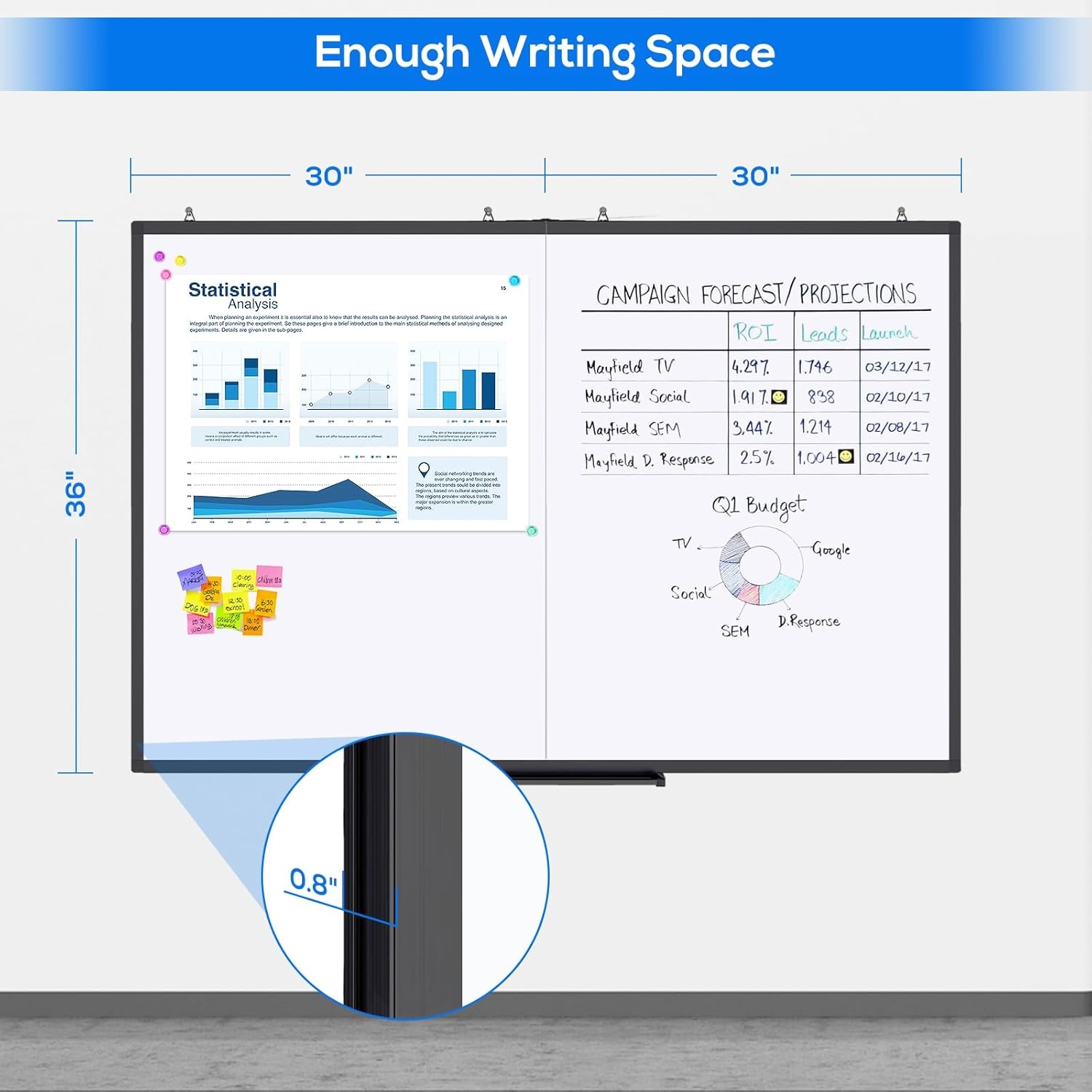 image:imageWhite Board Dry Erase 60 x 36maxtek Large Magnetic Whiteboard 5 X 3 Dry Erase Board Foldable with Long Marker Tray for WallMounted Aluminum Memo Board Supplies for Class Office amp Home60W x 36H