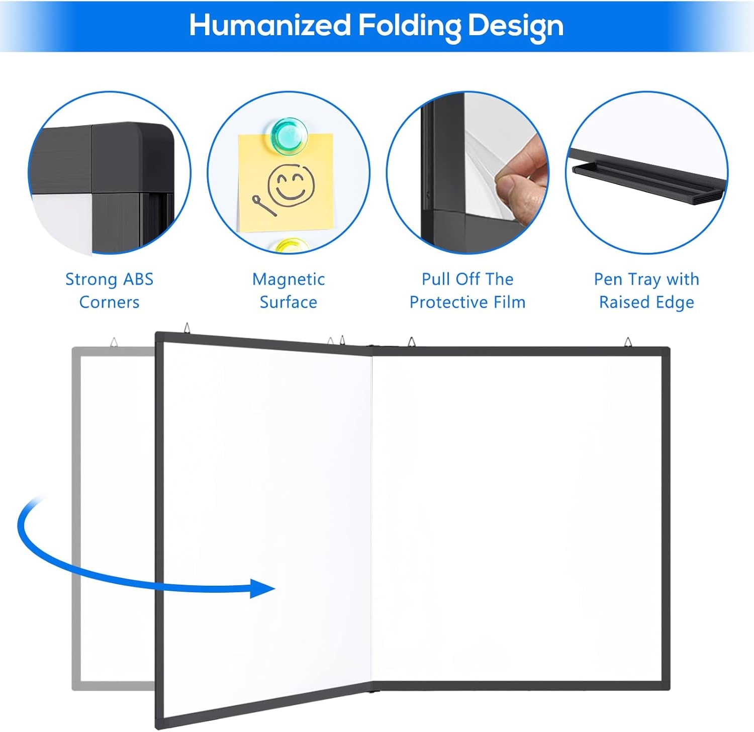 image:imageWhite Board Dry Erase 60 x 36maxtek Large Magnetic Whiteboard 5 X 3 Dry Erase Board Foldable with Long Marker Tray for WallMounted Aluminum Memo Board Supplies for Class Office amp Home60W x 36H