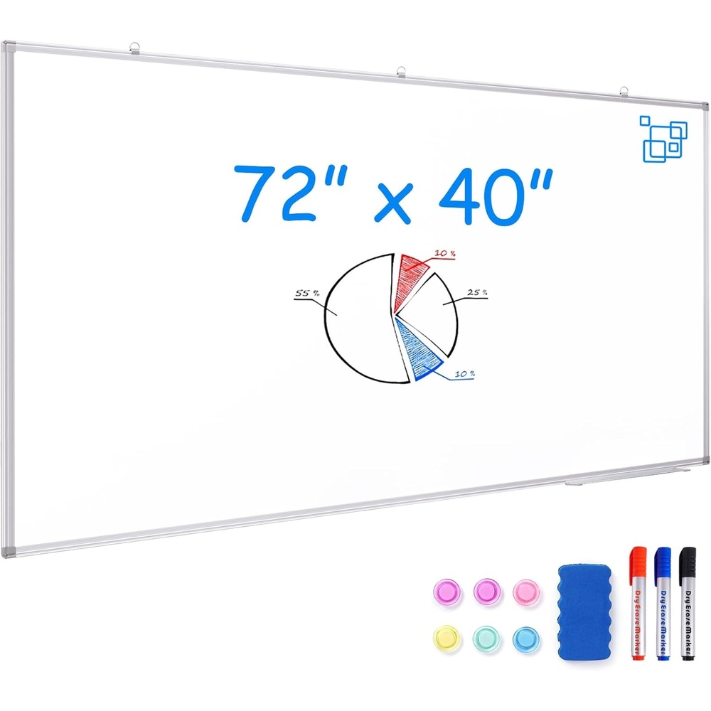 image:imageMaxtek White Board Dry Erase 72 x 48 Magnetic Dry Erase Whiteboard for Wall 6 x 4 WallMounted Aluminum Frame Versatile Presentation Marker Board with a Long Pen Tray for Classroom Office amp Home72 x 40 inches