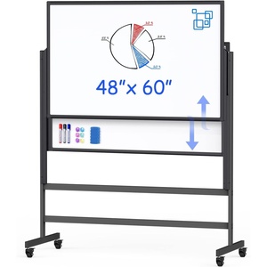 image:imageDoubleSided White Board on Wheels 48x60 Inch 4x5 Large Magnetic Mobile Dry Erase Board Height Adjustable Stand Rolling Whiteboard for Office Classroom Home School Use Black60W x 48H
