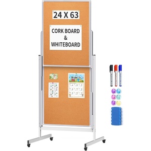 image:imageDoubleSided White Board on Wheels 48x60 Inch 4x5 Large Magnetic Mobile Dry Erase Board Height Adjustable Stand Rolling Whiteboard for Office Classroom Home School Use Black24x63 inch Silver