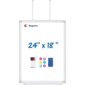 image:imageMagnetic Dry Erase Board for Doors 30x20 Inch Whiteboard with Adjustable Long Arm Hook Mount  Easy to Install Portable Hanging White Board for Home Dorm Room Office Cubicle amp Small SpacesBlackSilver