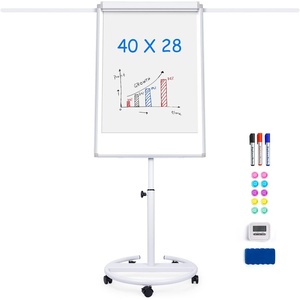 image:imageMobile Whiteboard  36 x 24 inches Portable Magnetic Dry Erase Board 3 x 2 Stand Easel White Board Dry Erase Easel Standing Board wFlipchart Hooks BlackSilver