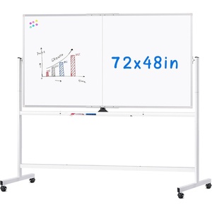 image:imagemaxtek 72 x 40 Double Sided Rolling Whiteboard Mobile Whiteboard Magnetic White Board  Large Reversible Dry Erase Board Easel Standing Board on Wheels with Stand 72 x 40 Black72x48 inch
