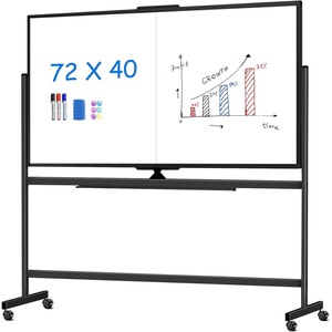image:imagemaxtek 72 x 40 Double Sided Rolling Whiteboard Mobile Whiteboard Magnetic White Board  Large Reversible Dry Erase Board Easel Standing Board on Wheels with Stand 72 x 40 Black40W x 72H