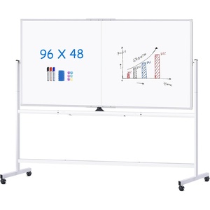 image:imagemaxtek 72 x 40 Double Sided Rolling Whiteboard Mobile Whiteboard Magnetic White Board  Large Reversible Dry Erase Board Easel Standing Board on Wheels with Stand 72 x 40 Black96W x 48H