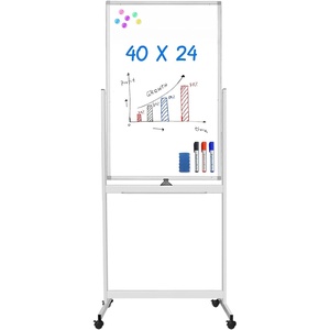 image:imagemaxtek Magnetic Mobile White Board 40 x 24 Double Sided Dry Erase Board Rolling Whiteboard Aluminum Frame Standing Whiteboard on Wheels for Home Office Classroom 40 x 24 BlackWhite