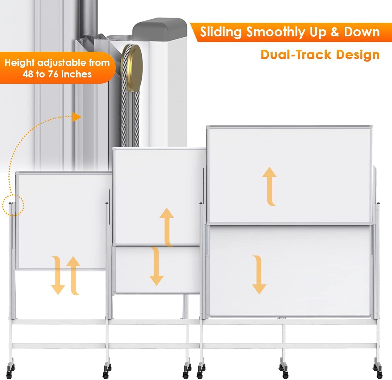 image:imagemaxtek Dry Erase Whiteboard Height Adjustable Easel Stand Rolling White Board on Wheels 48 x 60 Large Mobile Dry Erase Board 4 x 5 Double Sided Magnetic Whiteboard for School Office Home48x60 White