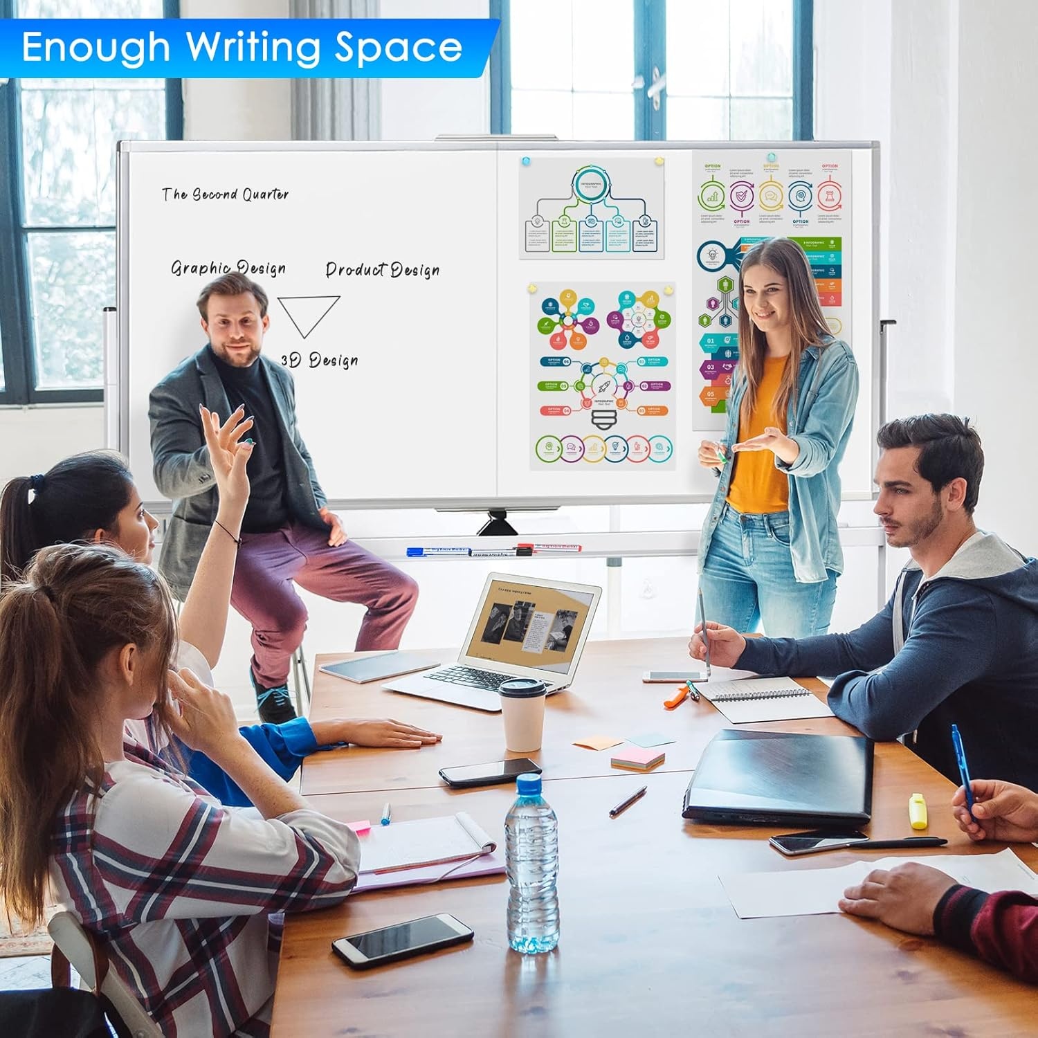 image:imagemaxtek Rolling Whiteboard72x36 White Board with Stands Movable Dry Erase Board on Wheels Large Double Sided Standing Whiteboard for Office School Classroom Presentation SuppliesSilver