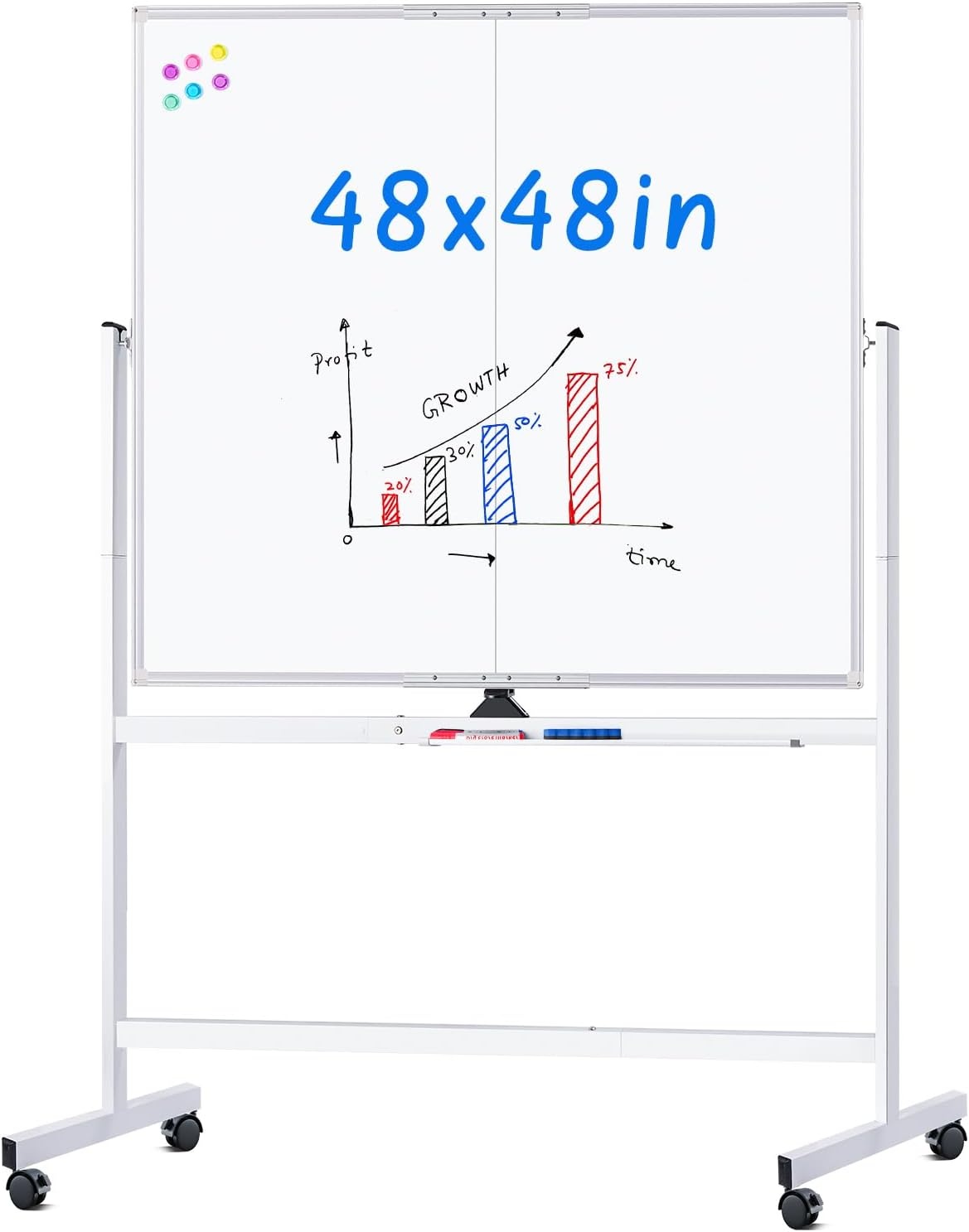image:imagemaxtek Rolling Whiteboard72x36 White Board with Stands Movable Dry Erase Board on Wheels Large Double Sided Standing Whiteboard for Office School Classroom Presentation SuppliesSilver