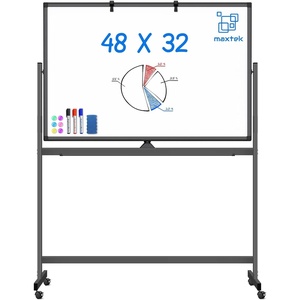 image:imageLarge Rolling White Board 48x36 in DoubleSided Mobile Whiteboard maxtek Reversible Magnetic Dry Erase Board Easel Standing Whiteboard on Wheels Portable Board for Office Classroom and Home SilverBlack