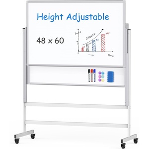 image:imagemaxtek Dry Erase Whiteboard Height Adjustable Easel Stand Rolling White Board on Wheels  48 x 60 Large Mobile Dry Erase Board 4 x 5 Double Sided Magnetic Whiteboard for School Office Home48x60 White