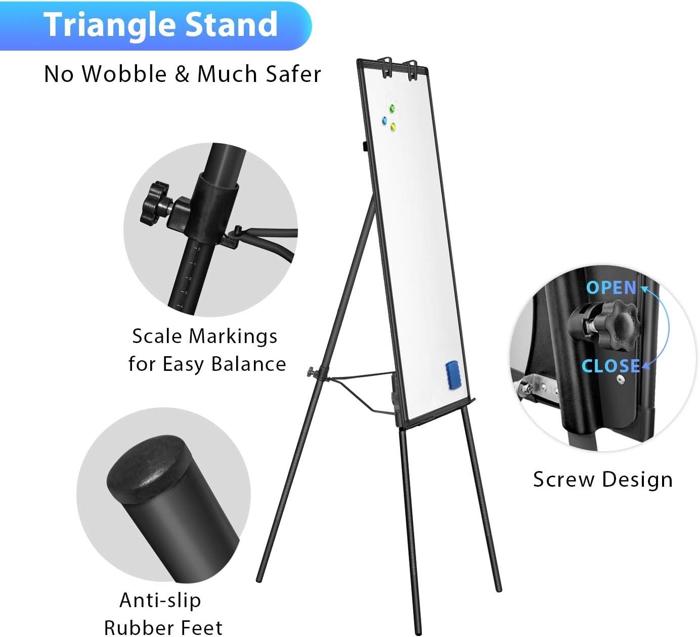 image:imageEasel Whiteboard Magnetic Portable Dry Erase 36 x 24 Tripod Height Adjustable 3 x 2 Flipchart Easel Stand White Board for Office or Teaching at Home amp Classroom 36x24 White36x24 Black