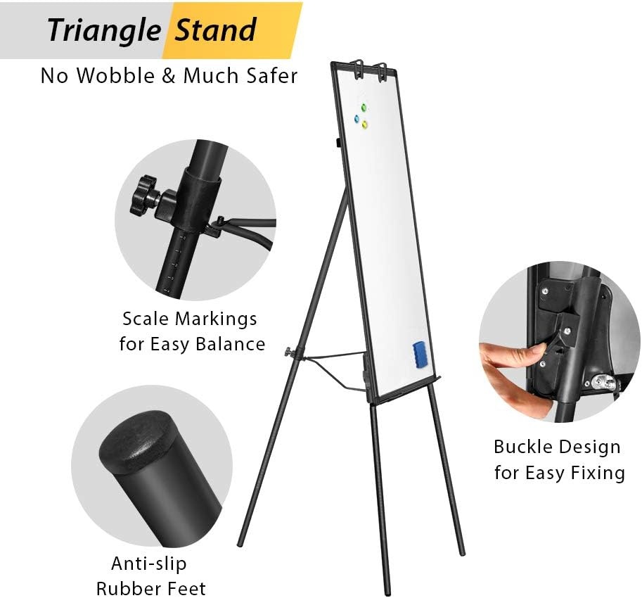 image:imageEasel Whiteboard Magnetic Portable Dry Erase 36 x 24 Tripod Height Adjustable 3 x 2 Flipchart Easel Stand White Board for Office or Teaching at Home amp Classroom 36x24 White40x28 Black