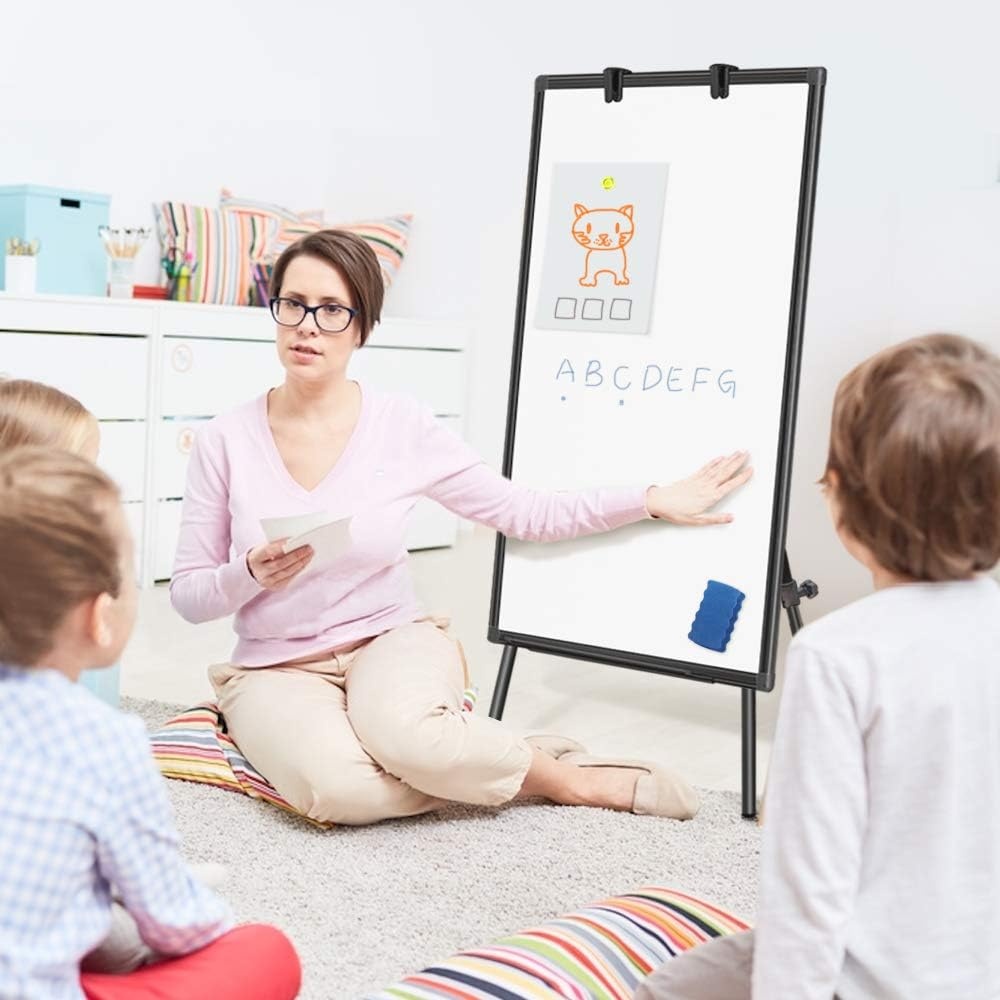 image:imageEasel Whiteboard Magnetic Portable Dry Erase 36 x 24 Tripod Height Adjustable 3 x 2 Flipchart Easel Stand White Board for Office or Teaching at Home amp Classroom 36x24 White40x28 Black