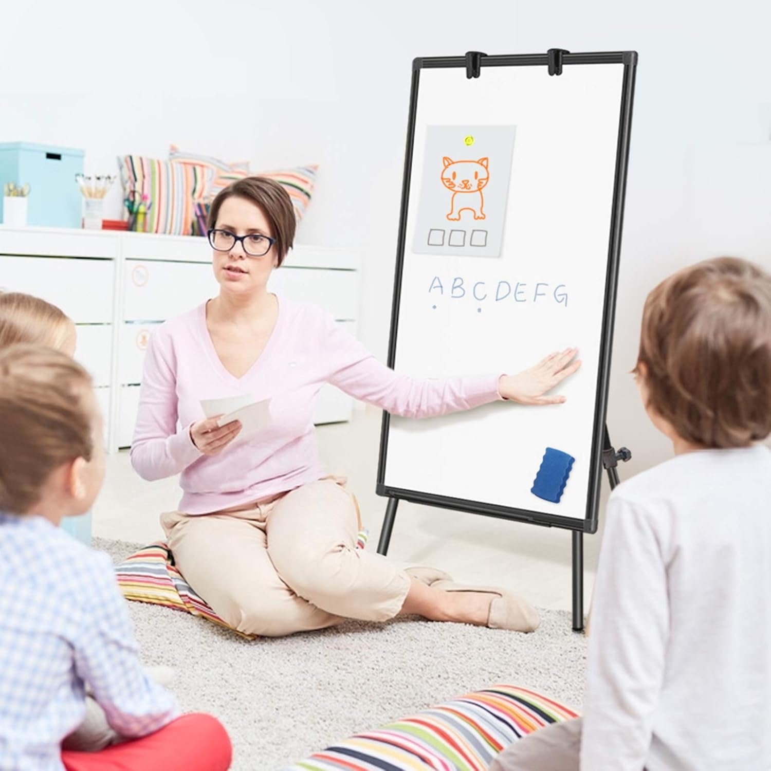 image:imageEasel Whiteboard Magnetic Portable Dry Erase 36 x 24 Tripod Height Adjustable 3 x 2 Flipchart Easel Stand White Board for Office or Teaching at Home amp Classroom 36x24 White36x24 Black