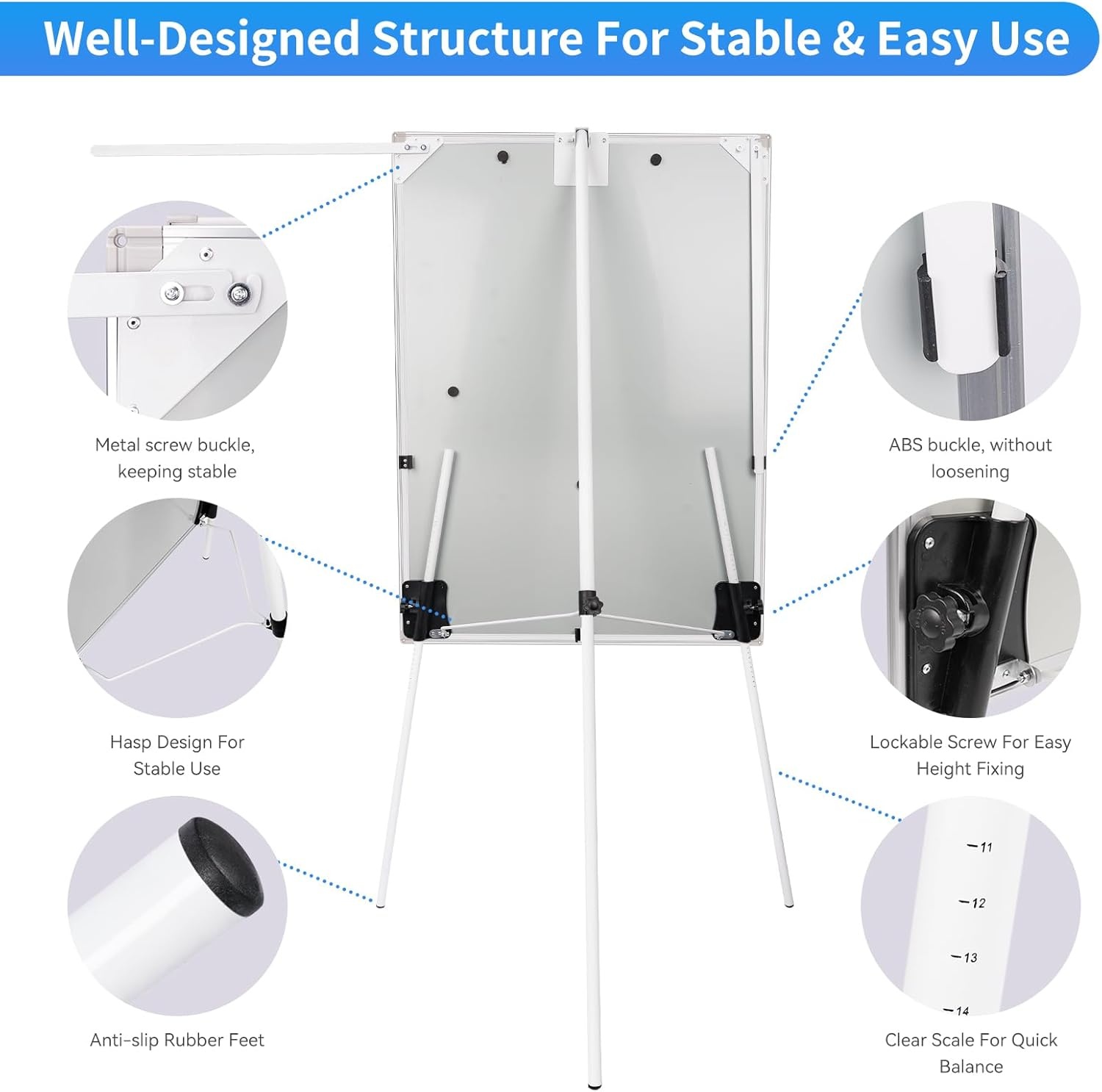 image:imageEasel Whiteboard Magnetic Portable Dry Erase 36 x 24 Tripod Height Adjustable 3 x 2 Flipchart Easel Stand White Board for Office or Teaching at Home amp Classroom 36x24 White40x28 in Silver with Arm