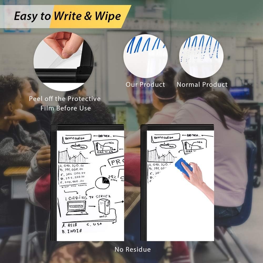 image:imageEasel Whiteboard Magnetic Portable Dry Erase 36 x 24 Tripod Height Adjustable 3 x 2 Flipchart Easel Stand White Board for Office or Teaching at Home amp Classroom 36x24 White40x28 Black