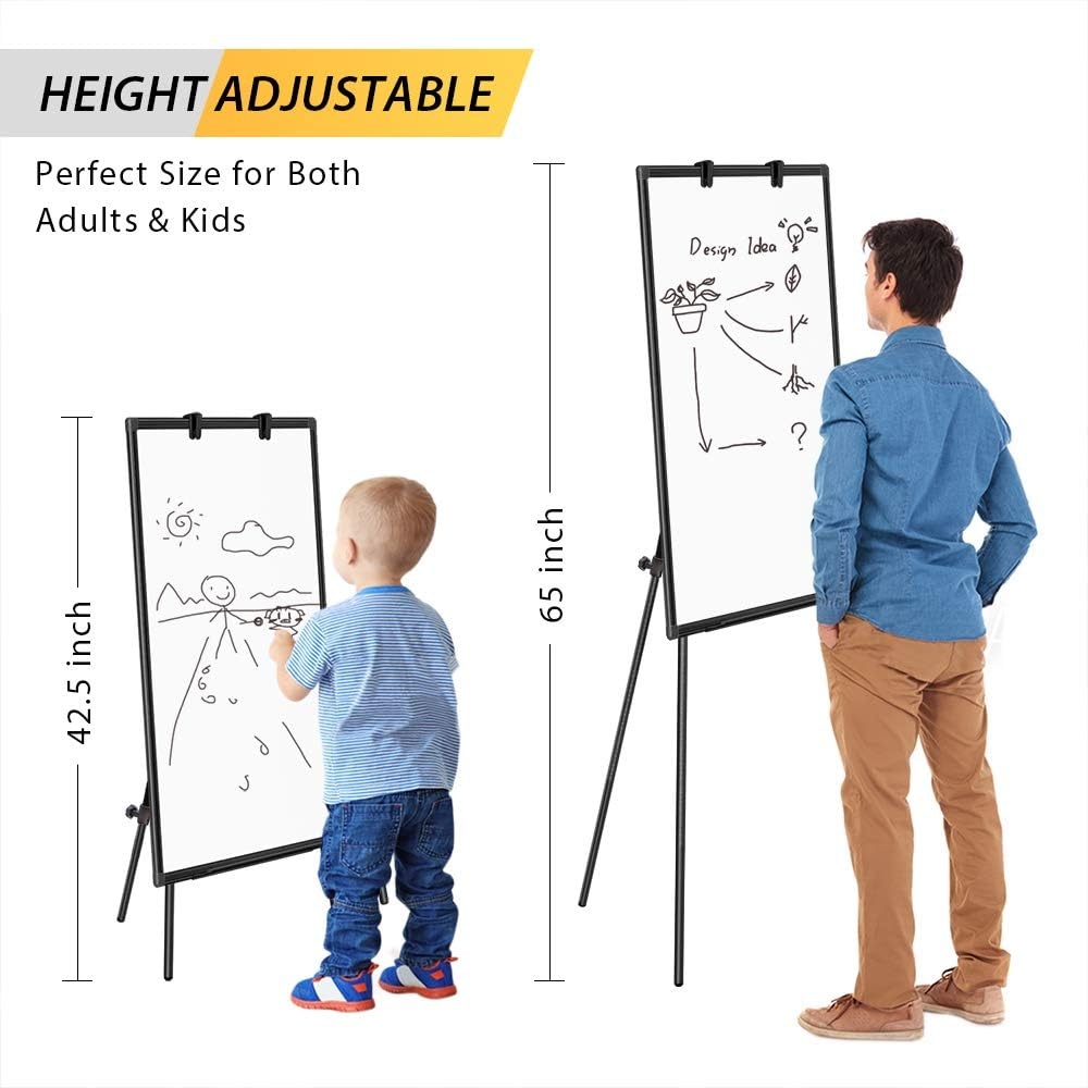 image:imageEasel Whiteboard Magnetic Portable Dry Erase 36 x 24 Tripod Height Adjustable 3 x 2 Flipchart Easel Stand White Board for Office or Teaching at Home amp Classroom 36x24 White40x28 Black
