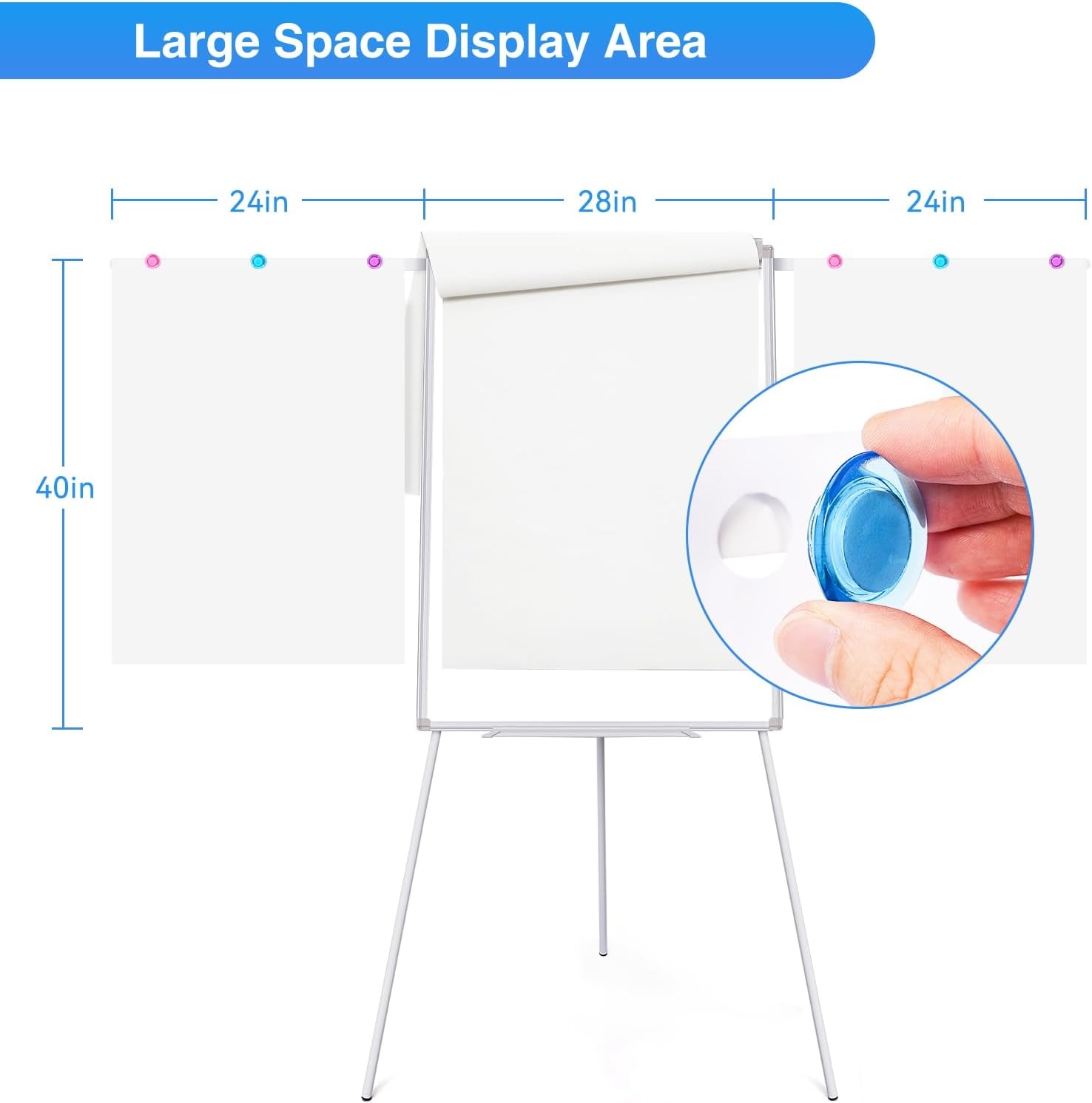 image:imageEasel Whiteboard Magnetic Portable Dry Erase 36 x 24 Tripod Height Adjustable 3 x 2 Flipchart Easel Stand White Board for Office or Teaching at Home amp Classroom 36x24 White40x28 in Silver with Arm