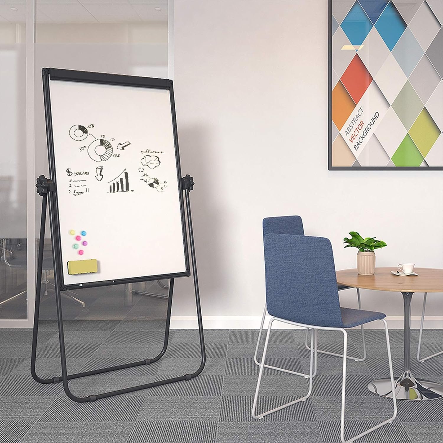 image:imageStand White Board 40x28 Magnetic Dry Erase Board Flipchart Board Double Sided Easel Board Portable Whiteboard for Classroom Home Office SuppliesBlack