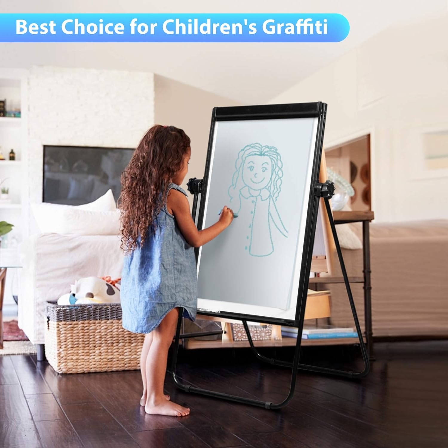 image:imageStand White Board 40x28 Magnetic Dry Erase Board Flipchart Board Double Sided Easel Board Portable Whiteboard for Classroom Home Office SuppliesBlack