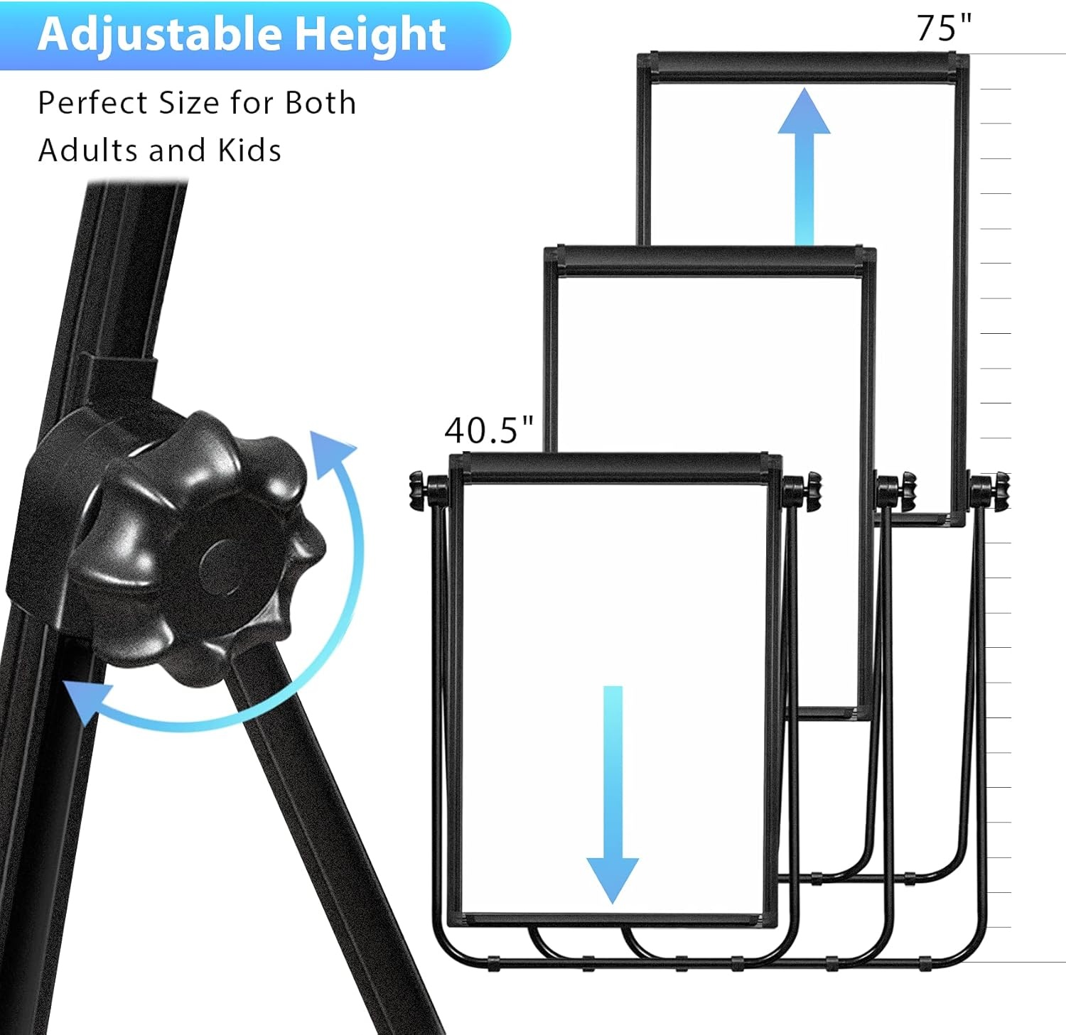 image:imageStand White Board 40x28 Magnetic Dry Erase Board Flipchart Board Double Sided Easel Board Portable Whiteboard for Classroom Home Office SuppliesBlack