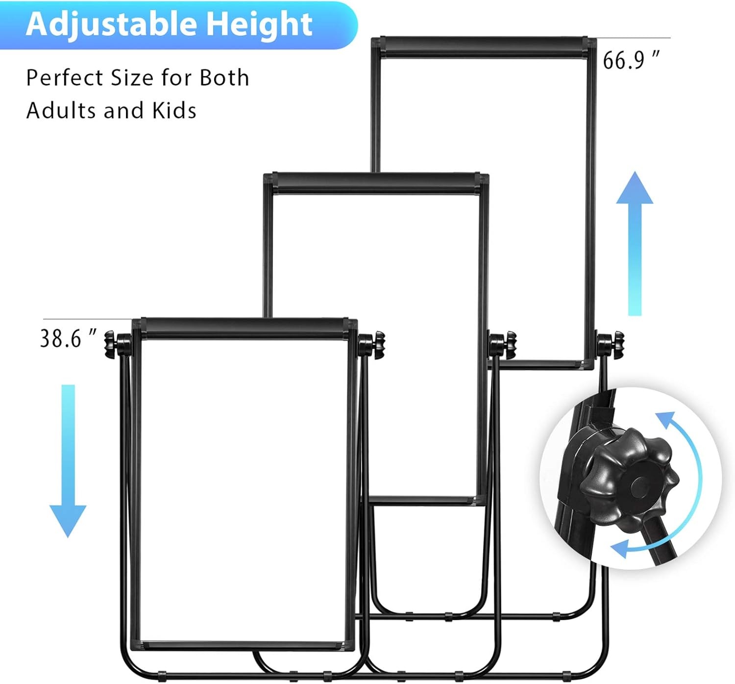image:imageStand White Board 40x28 Magnetic Dry Erase Board Flipchart Board Double Sided Easel Board Portable Whiteboard for Classroom Home Office SuppliesBlack