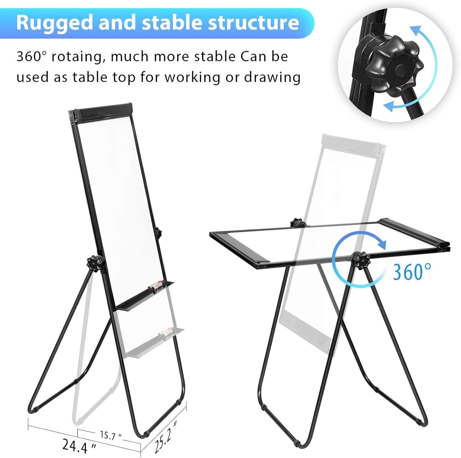 image:imageStand White Board 40x28 Magnetic Dry Erase Board Flipchart Board Double Sided Easel Board Portable Whiteboard for Classroom Home Office SuppliesBlack