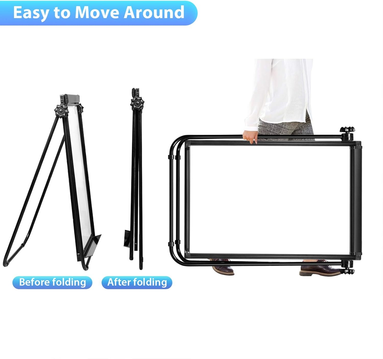 image:imageStand White Board 40x28 Magnetic Dry Erase Board Flipchart Board Double Sided Easel Board Portable Whiteboard for Classroom Home Office SuppliesBlack