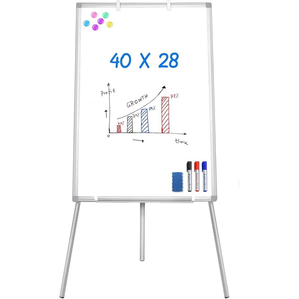 image:imageEasel Whiteboard Magnetic Portable Dry Erase 36 x 24 Tripod Height Adjustable 3 x 2 Flipchart Easel Stand White Board for Office or Teaching at Home amp Classroom 36x24 White40x28 White