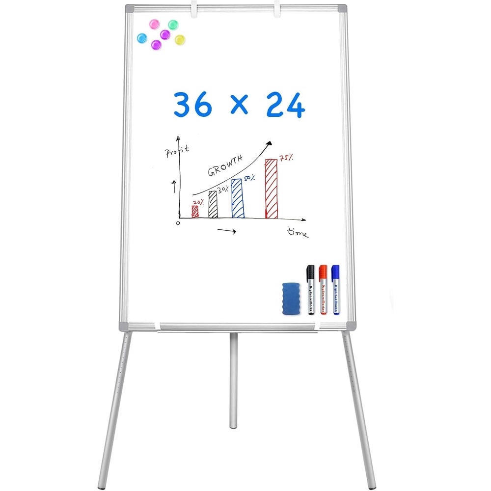 image:imageEasel Whiteboard Magnetic Portable Dry Erase 36 x 24 Tripod Height Adjustable 3 x 2 Flipchart Easel Stand White Board for Office or Teaching at Home amp Classroom 36x24 White36x24 White
