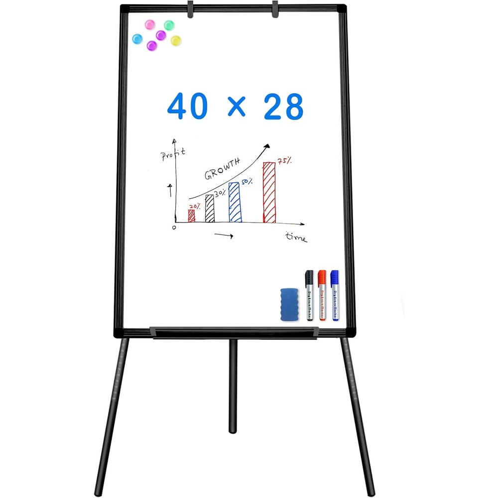 image:imageEasel Whiteboard Magnetic Portable Dry Erase 36 x 24 Tripod Height Adjustable 3 x 2 Flipchart Easel Stand White Board for Office or Teaching at Home amp Classroom 36x24 White40x28 Black