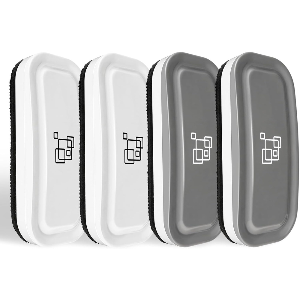 image:imagemaxtek Dry Erase Eraser Magnetic White Board Erasers 2 Pack Glass Whiteboard Eraser for Office and School Supplies Gray WhiteGray White 4pack