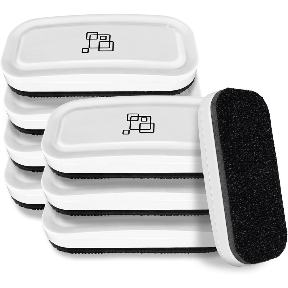 image:imagemaxtek Dry Erase Eraser Magnetic White Board Erasers 2 Pack Glass Whiteboard Eraser for Office and School Supplies Gray WhiteWhite 8pack