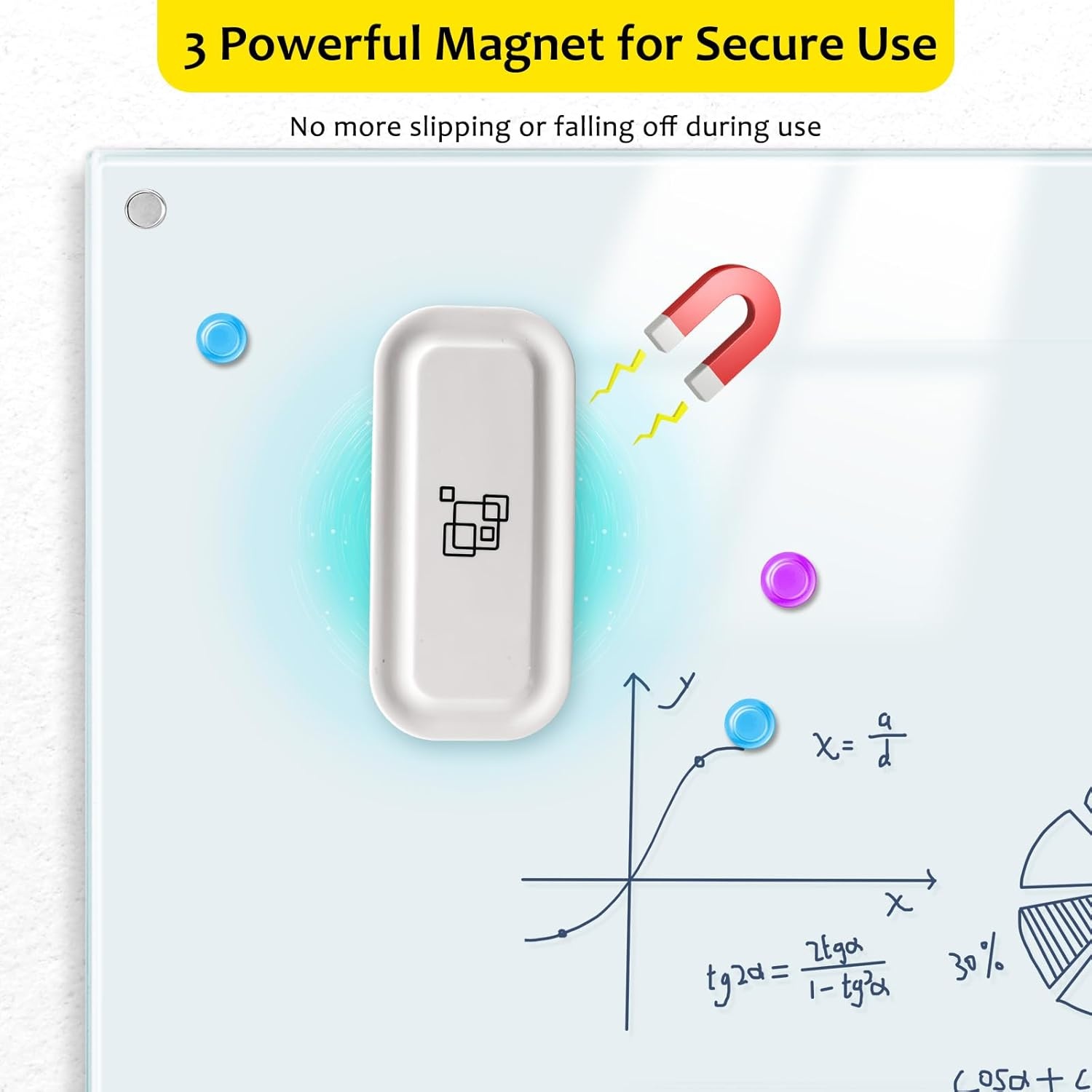 image:imagemaxtek Dry Erase Eraser Magnetic White Board Erasers 2 Pack Glass Whiteboard Eraser for Office and School Supplies Gray WhiteWhite 4pack