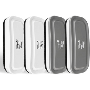 image:imagemaxtek Dry Erase Eraser Magnetic White Board Erasers  2 Pack Glass Whiteboard Eraser for Office and School Supplies Gray  WhiteGray  White 4pack